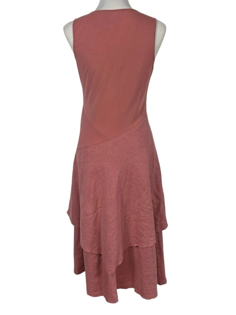 Sundance Women Sz S Dress 100% Linen Asymmetrical Layered Sleeveless Blush Pink - Picture 7 of 12